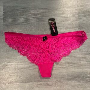 La Senza Hot Pink Lace Thong size Medium